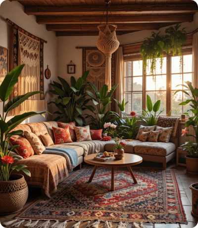 ai interior design Boho style